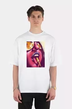 Белая футболка оверсайз унисекс Love Gun