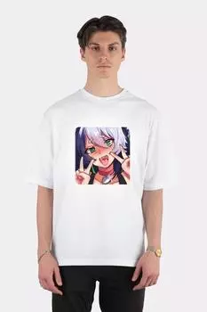 Белая футболка оверсайз унисекс Meru Ahegao