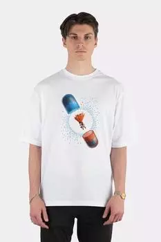 Белая футболка оверсайз унисекс Powerfull Pills