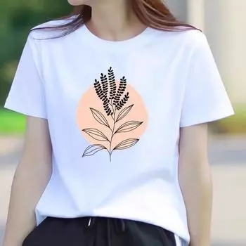 Белая футболка с короткими рукавами и круглым вырезом, женская свободная летняя модная женская одежда, топ M