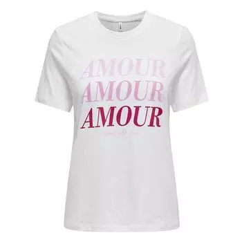 Белая футболка с принтом Amour ТОЛЬКО для женщин