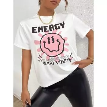 Белая футболка с принтом в виде буквы «кошка», женская летняя хлопковая футболка с круглым вырезом и коротким рукавом, повседневная хипстерская одежда, креативные шикарные топы 2024 S