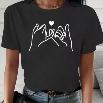 Белая футболка с принтом, женская летняя модная футболка с круглым вырезом и коротким рукавом, повседневные уличные топы для женщин S