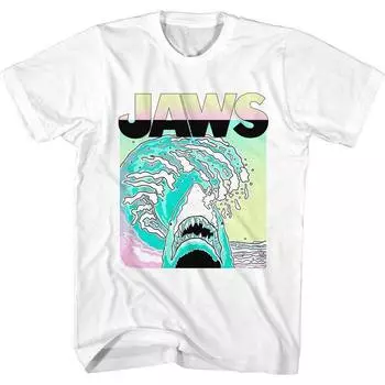 Белая футболка унисекс Jaws Neon Waves S