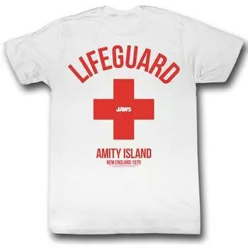 Белая футболка унисекс приталенного кроя Jaws Ai S