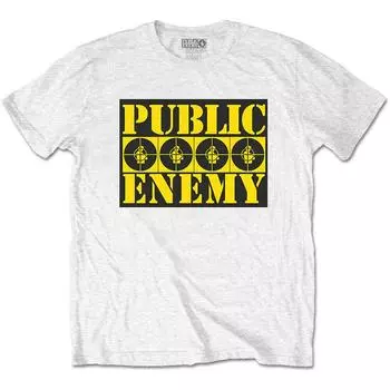 Белая футболка унисекс приталенного кроя Public Enemy Four Logos S