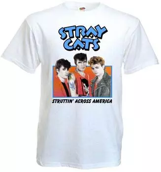 Белая футболка унисекс Stray Cats Struttin Across America V2 S