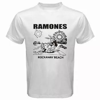 Белая футболка унисекс The Ramones Rockaway Beach Rock Band Legend S