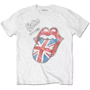 Белая футболка унисекс The Rolling Stones British Tongue S