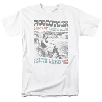 Белая футболка унисекс Woodstock Rider Rock Hippie 1969 Festival Peace Music S