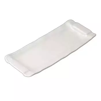 Белая глазурованная длинная тарелка с ручками Длинная тарелка [32,513,33 см]