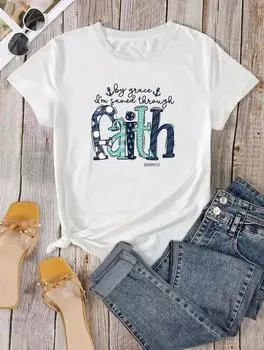 Белая хлопковая футболка свободного кроя классического дизайна для женщин S