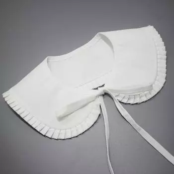 Белая хлопковая шаль с накладным воротником, плиссированный кружевной декоративный воротник с круглым вырезом белый