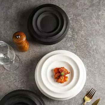 Белая художественная концепция керамики Линьюнь, черно-белая, ресторан отеля, посуда высшего качества, круглая, димсам, тарелка