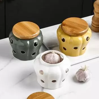 Белая керамическая банка для хранения чеснока с крышкой, изысканная полая банка для хранения чеснока и имбиря, абажур для свечей, бытовая коробка для конфет белый