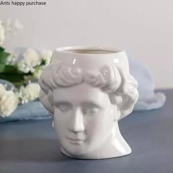 Белая керамическая чашка Статуя Аполлона Скульптура Кофейная чашка с ручкой Кофейная кружка Посуда для напитков Водные чашки Украшения Декор Резервуар для хранения