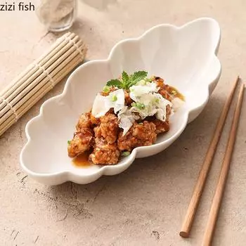 Белая керамическая глубокая тарелка Нестандартная тарелка для салата Тарелка для сашими Тарелки для закусок Молекулярная кухня Демонстрационные тарелки Специальная столовая посуда