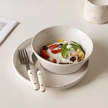 Белая керамическая миска и тарелка в стиле ретро с чернильными пятнами Поднос для стейков и фруктов в стиле вестерн Салатница Столовая посуда Тарелка для основного блюда