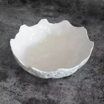 Белая керамическая обеденная тарелка Тарелка для супа Кружевная миска Фруктовые тарелки Салатницы Десертницы Миска для лапши Тарелки для сашими Поднос для закусок