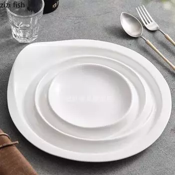 Белая керамическая обеденная тарелка, тарелка для суши, тарелка для стейков в западном стиле, тарелка для пасты, десертная тарелка, фруктовая чаша, салатница, блюдо для димсамов