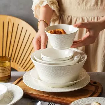 Белая керамическая посуда Цзиндэчжэнь, блюда и тарелки для отелей, ресторанов Западной Европы, керамическая тарелка