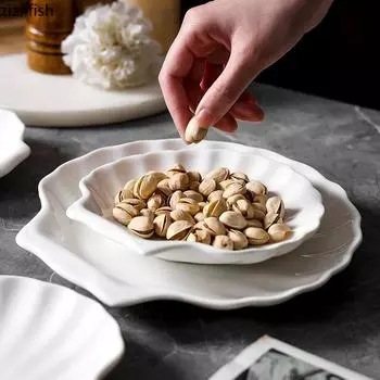 Белая керамическая ракушка Тарелка Настольный поднос для хранения ювелирных изделий Десертная тарелка Салатная тарелка Тарелки для суши Демонстрационные тарелки для молекулярной кухни