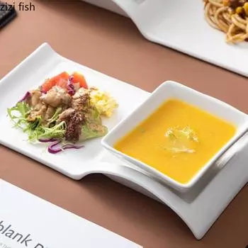 Белая керамическая тарелка для закусок, миска для десерта, подносы для закусок, тарелки для суши, блюдо для димсамов, набор тарелок и мисок для закусок, миски для специй