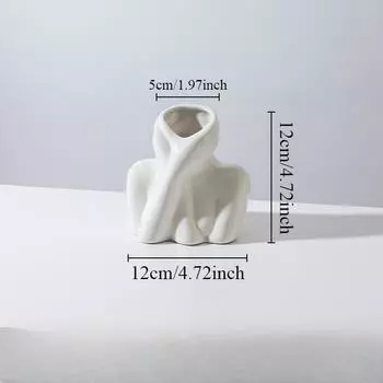 Белая керамическая ваза для лица, женская ваза для головы и половины тела, ваза в стиле бохо, декоративная ваза для цветов в современном скандинавском стиле для дома, гостиной, офиса, книжной полки, декор 12cm