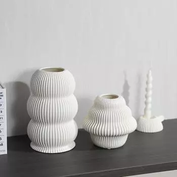 Белая керамическая ваза в скандинавском стиле, композиция из сухих цветов, украшение для гостиной, обеденного стола, украшения для дома HP1563 white candle holder