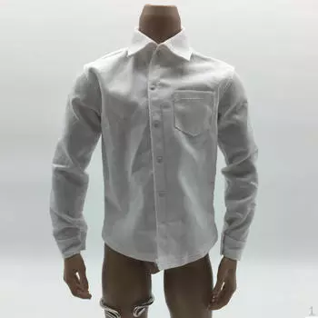 Белая классическая рубашка с длинными рукавами в масштабе 1/6 для 12-дюймовых игрушек, мужская фигурка