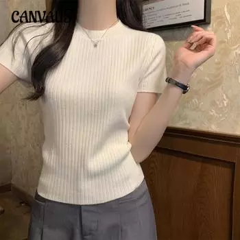 Белая короткая трикотажная футболка с коротким рукавом и коротким рукавом, женские летние топы с полосками внутри One Size чёрный