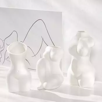 Белая креативная керамическая ваза для сухоцветов, украшение для дома, цветочная композиция для гостиной, художественное украшение, цветочная композиция