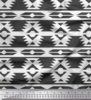 Белая креповая шелковая ткань Soimoi Икат Ткань с геометрическим принтом в ярдах 42 дюйма 42 Inch Wide - Crepe Silk белый