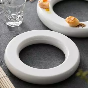Белая круглая керамическая обеденная тарелка, суши-тарелка, диск-стик, поднос для закусок, блюдо для димсамов, тарелки для торта, десертные тарелки, фруктовая чаша