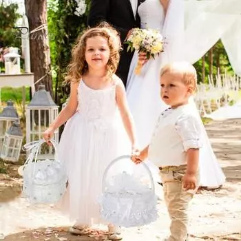 Белая кружевная коробочка для колец, держатель для свадебных колец с ручкой, подушка для колец с лентой и цветком для церемонии помолвки A