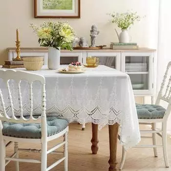 Белая кружевная скатерть с вышивкой, изысканная свадебная прямоугольная скатерть для украшения домашней свадебной вечеринки, классическая белая скатерть 100x135cm белый