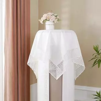 Белая кружевная скатерть во французском стиле, метеоритный дождь, журнальный столик, туалетный столик, скатерть для свадебной вечеринки, рождественские украшения 90x90CM светло-коричневого