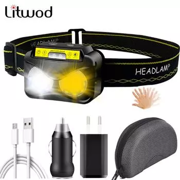 Белая лампа желтого цвета 2-ядерный датчик XM-L2 U3 Высококачественный светодиодный налобный фонарь со встроенной аккумуляторной головкой Фонарик Лампа Фара Package A