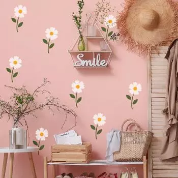 Белая маленькая ромашка скрытый клей настенная наклейка гостиная детская комната фон декоративная настенная наклейка не содержит ПВХ