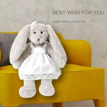 Белая марлевая юбка Платье Кролик Плюшевая игрушка Кукла для сна 30cm белый