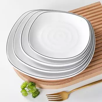 Белая меламиновая посуда, квадратные пластиковые тарелки, десерты, мясо, блюда, домашняя кухня, закуски для ресторанов KTV, холодные блюда