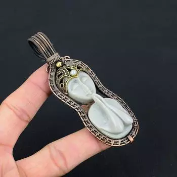 Белая молящаяся леди Gemstone Чистая медная проволока, обернутая ручной подвеской, ювелирные изделия для подарка 3.94 Inches белый