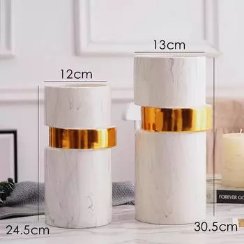 Белая мраморная ваза, керамическая ваза для цветов с позолоченным украшением для дома, центральная часть настольной вазы 9,6/12 дюймов