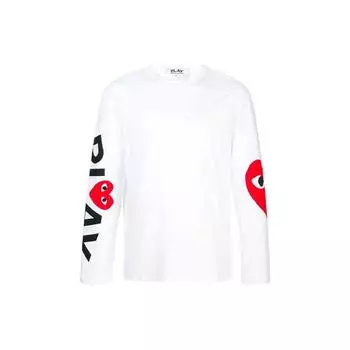 Белая мужская футболка с длинным рукавом и логотипом Comme des Garons PLAY P1T258-1 S