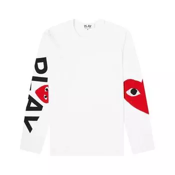 Белая мужская футболка с длинным рукавом и логотипом Comme des Garons PLAY P1T258-1 M