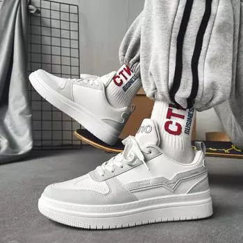 Белая мужская повседневная кожаная обувь. Летняя весенне-осенняя спортивная обувь. 39