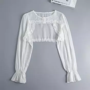 Белая накидка с длинными рукавами и ложным воротником для женской рубашки, съемный воротник, съемная половина рубашки, блузка, ложный воротник