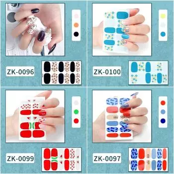 Белая наклейка для ногтей без запекания на 12 пальцев, полностью покрытая водонепроницаемой долговечной накладкой для ногтей, простой клей для лака для ногтей с эффектом ветра ZK0092