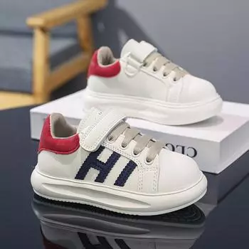 Белая обувь для девочек, осенняя детская непромокаемая обувь из мягкой кожи, повседневная обувь для бега для мальчиков 27 белый/чёрный