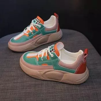 Белая обувь. Женская обувь. Новая весенняя универсальная обувь. Весенне-осенняя универсальная повседневная спортивная обувь на платформе на платформе. 35 жёлтый